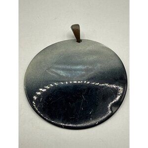 Round Metal Pendant With Gradient Silver & Black Finish